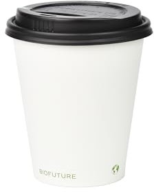 BIOFUTURE Biodegradable Coffee Cups – White, 50 Count Disposable, 6 Ounce Paper Cups with Lids – Eco-Friendly and 100% Compostable – Ideal for Tea, Coffee, and Hot Drinks (50 Pcs, White, 6oz)