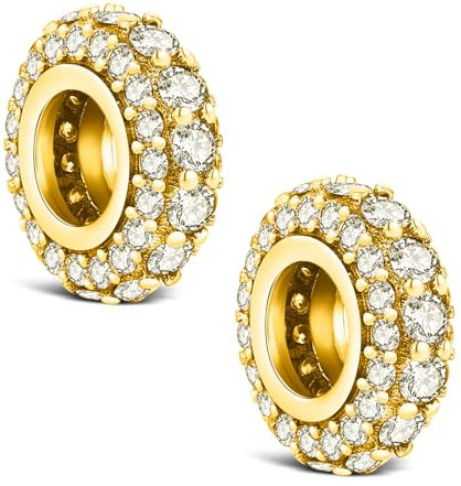 KEQ 925 Silber Clips für Armbänder/Halsketten Sparkling Clips Perlen (NO Gummi) mit 5A Zirkonia für Frauen Mädchen Anhänger Geschenk