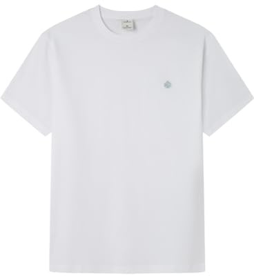 Springfield Camiseta Básica SS con Bordado De Árboles, Blanco, M