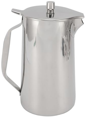 Stainless Steel Water Pitcher, 1.8L Large Capacity with Handle Uninsulate Metal Water Bottle Lid Thickened Beverage Pitcher for Fruit Tea