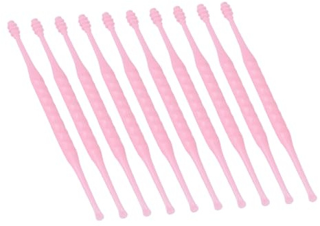 NOLITOY 10 Piezas Limpiadores de Cerumen de Plástico Herramientas de Limpieza de Oídos Removedor de Cera para Cuidado Personal y Masaje Auditivo Color Rosa