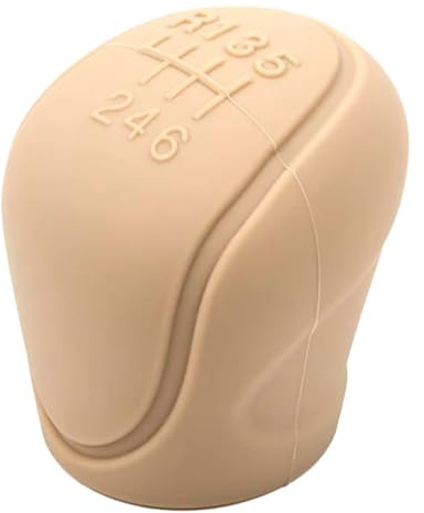 CABLEPELADO - Funda Pomo Palanca de Cambios Universal – Silicona Antideslizante Beige para Coche Manual de 6 Marchas – Protector Suave y Resistente al Calor y Rayos UV