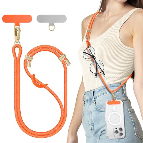 SURPHY Handledsband för mobiltelefon, universell lapp*2, justerbar tvåfärgad telefonsnodd, lämplig för iPhone/Samsung/Xiaomi/Redmi och alla smarttelefonfodral | för semester, utomhus, resor, telefonsnodd med robusta krokar kompatibel med alla smartphones hörlurar