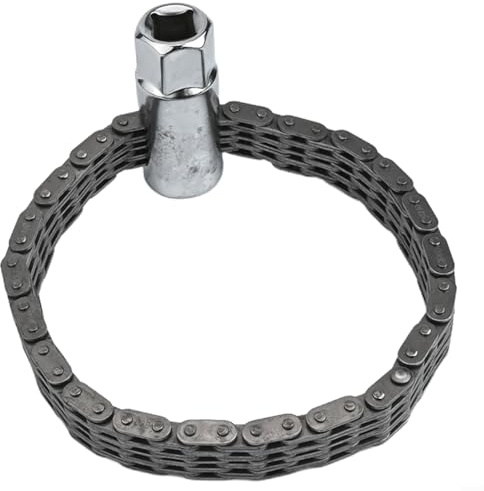 Jotekonoby Chiave regolabile per filtro dell'olio per motore dell'auto, strumento a catena resistente con struttura in acciaio a 44/52 nodi, adattatore a bussola da 1/2, meccanico (44 nodi con chiave