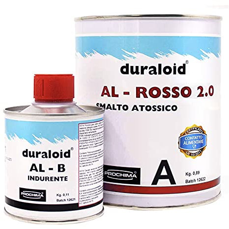Prochima Duraloid AL 2.0, Smalto Rosso, Certificato per il Contatto Permanente con Alimenti, 1 Kg