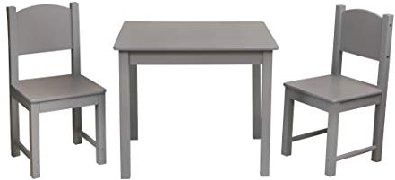 HYGRAD® Multi-Purpose Kids Children's Wooden Table and 2 Chair Set For homeschooling Preschoolers Boys and Girls Activity Build & Play Table Chair Set (Grey Table & Chair)