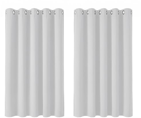 Deconovo Thermal Insulated Eyelet Room Darkening Curtains for Bedroom 66 x 54 Inch Silver Grey 2 Panels