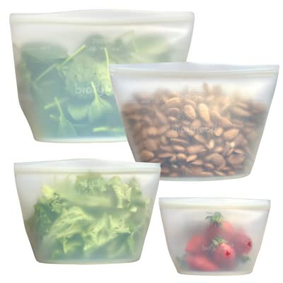 Pack 4 Biotybag® sacs de conservation et de congélation en silicone premium réutilisables zéro plastique - Invention française