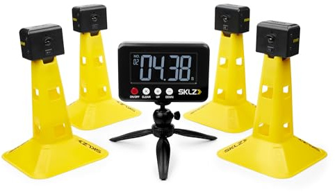 SKLZ Puertas de Velocidad – Sistema de Entrenamiento con Sensores,Cronómetro y Bolsa de Transporte,Mide hasta 45.72 Metros,Registra 50 Tiempos,Uso Interior/Exterior para Agilidad y Potencia