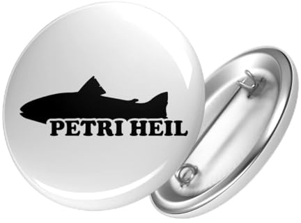 Huuraa Ansteckbutton Petri Heil Fischergruß Geschenk Größe 59mm Petri Heil Accessoire