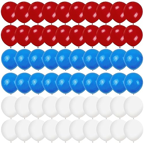 60pcs 12inch Red White and Blue Balloons Latex Party British Royal Theme for King Charles III Coronation Decorations Pub BBQ Union Jack French Events