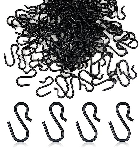 120 Stück Haken zum Aufhängen, 2,5 cm Mini S Haken Kleine Haken, Anti-Rost Metallhaken zum Einhängen, S-Förmige Haken, Platzsparender S Haken für Kunsthandwerk Schmuck Hängende Topfpflanzen(Schwarz)