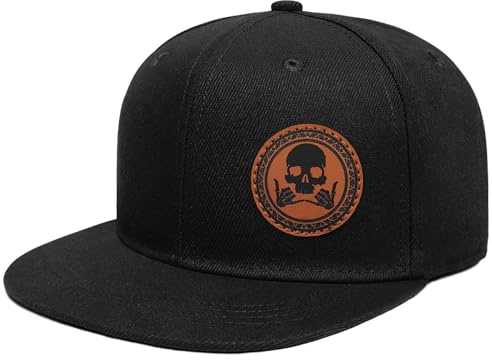 Chicken Noodles Flat Brim Hats for Men - Gothic Style Skull Hat Leather Pattern - Hip-Hop Snapback Hat Skeleton Hats for Men