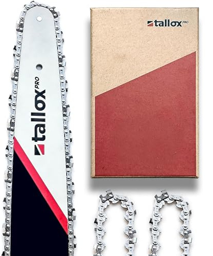 Barra tallox Professional e 3 catene per motosega 3/8 (1,1 mm, 52 maglie) con barra da 35 cm, compatibile con Oregon, Makita e Bosch.