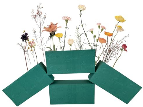 4X Floral Foam Blocks, Standard Green Wet Flower Bricks for Fresh Flower Arrangements