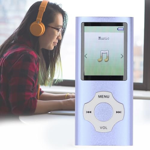 MP3 MP4 Player with Bluetooth 5, 1.8in LCD Screen Music Player, with Voice Record EBook Reader Photo Viewer,Supports Expanded Up to 128GB, MP3 Player for Kids (Blue Purple)