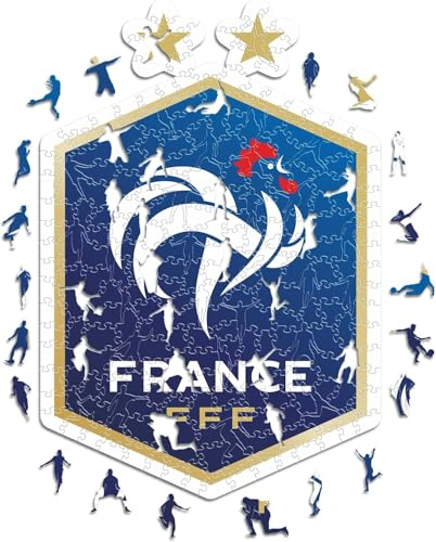 Iconic Puzzles - Logo Équipe de France, Puzzle en Bois 100% éco-Durable avec licience Officielle, Taille S, 150 pièces