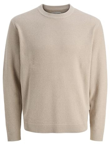 JACK & JONES Jcotier Knit Crew Neck pour Homme, Desert Taupe, M