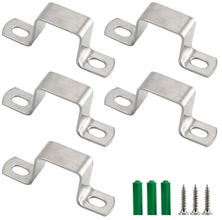 Supporto per tubo quadrato M80 x 80 mm, acciaio inox 304, forma a U, supporto in metallo, gancio per tubo, fascetta per tubo con viti, 5 pezzi