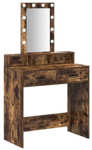 vidaXL Smyckebord med låda Brun 79 x 41 x 140 cm Konstruerat trä, Eleganta sminkbord, modern sminksation, rektangulär förvaring, minimalistisk enhet i konstruerat trä