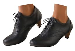 Bkazwe Chaussures Femme Oktoberfest Richelieu Lacets - Talon Moyen Bloc Rétro Brogué Bout Rond - Confortable Traditionnel Grande Taille Fête Allemande Chaussures rétro littéraires pour Femmes