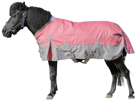 Couverture pour mini poney Shetland, poulain - Imperméable 1200D - Légère 0 g - Protection contre la pluie pour cheval miniature, âne et section A (sans garnissage) - Rose - 1,30 m