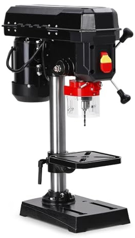 Trapano a Colonna, Trapano a colonna da banco 8 pollici, 2,5 Amp, velocità regolabili, distanza di oscillazione 0-45°, inclinazione, controlli del for legno, foratura metallo