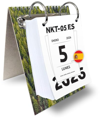 Kalvos Calendario español 2026, calendario de mesa, calendario de pared, calendario despegable, 365 días, calendario de despegue diario, calendario, Calendario minimalista de gran tamaño con números