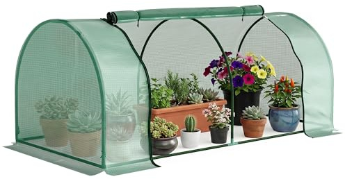 Outsunny Serra da Giardino 2x1x0.8 m con Finestre Avvolgibili Verde