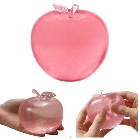 Apple Squishy Stress Ball, Cute Apple Squishy Fidget Toys Sensory Soft Stress Relief Toy Anxietys Sensory Toy for Home Office (Pink Apple)