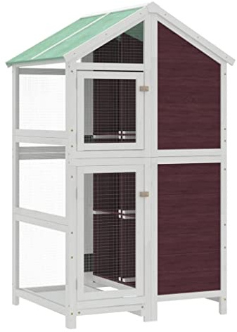 Mokuyary Voljär, mocka, 97 x 81 x 152 cm, massivt trä, tall fågelbur, fågelodlare, undulat, fågelhus, fågelhus, nymfparakiter, Fink papegojbur