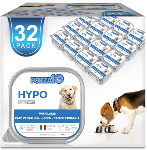 Forza10 - Dog Food, Vet Formulated Wet Dog Food for Allergies, Skin & Coat Support, Non-GMO, Lamb Flavor, Made in Italy (3.5 oz, 32 Pack)