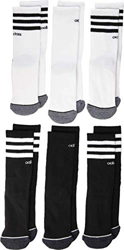 adidas Youth Kids-Boy's/Girl's 3-Stripes Crew Socks (6-Pair), Black/White/Black - Onix Marl White/Black/Onix - Lt On, Medium, (Shoe Size 13C-4Y)