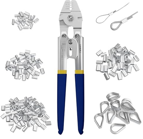 Sanuke Wire Rope Crimping Kit, Cable Swaging Tool Crimps up to 2.2mm