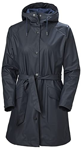 Helly Hansen Women's Kirkwall II Waterproof Belted Rain Coat With Hood, 598 Navy, Small