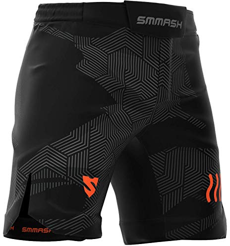 SMMASH Flame Ultralätt Shorts MMA Herr, Kampsport Byxor, Brottning UFC, Exceptionell Rörelsefrihet, BJJ, Krav Maga, Andas och Lätt, Antibakteriellt Material, Tillverkad i EU (L)