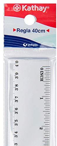 Kathay 86420300 Lineal aus Kunststoff, 40 cm, transparent, perfekt für die Schule