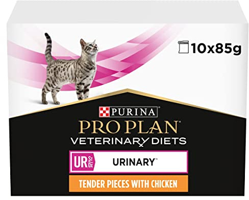 PRO PLAN VETERINARY DIETS UR Urinary Chicken Wet Cat Food 10x85g (Pack of 4)