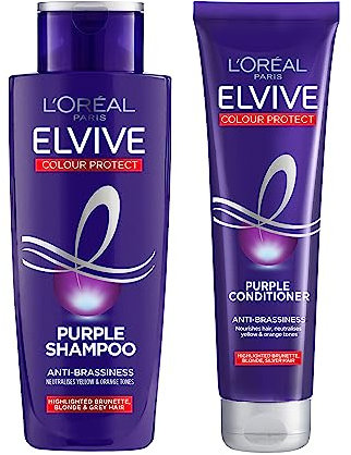 L'Oreal Paris Elvive Colour Protect Anti-Brassiness Purple Shampoo 200ml and Conditioner 150ml Set