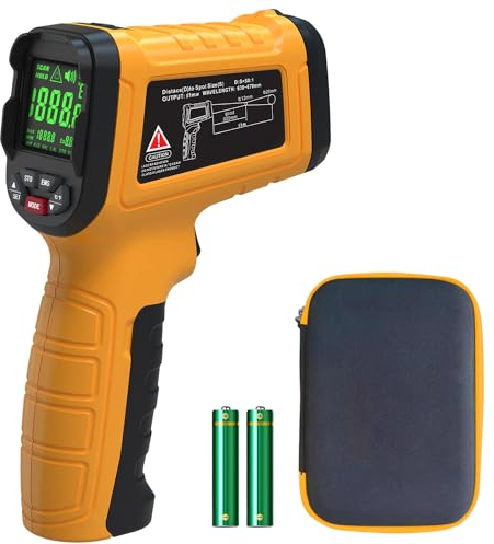 BSIDE H3 Thermomètre Infrarouge Haute Température -58℉~2552℉(-50℃~1400℃) 50:1, Pyromètre avec LCD Couleur Mémoire Pistolet de Température Laser Sans Contact pour HVAC Industrie Four Forge Fonte Pizza