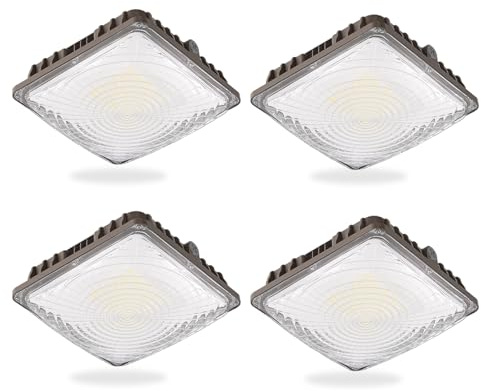 G GJIA LED Canopy Light 60W, 9000LM LED Canopy Lights Outdoor, 5000K Daylight Square Canopy Gas Station Light for Carport Shop Garage Warehouse Porch Hotel Building Entrances UL Listed, 4 Pack