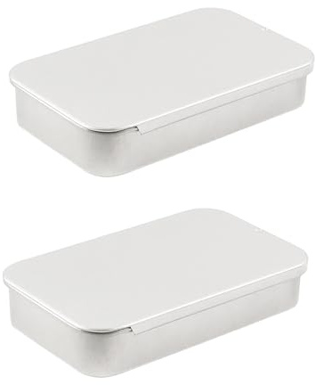 Vagocom 2Pcs Portable Floss Picks Dispenser, Empty 3.19 * 2.05 * 0.63inch / 8.1 * 5.2 * 1.6cm Floss Picks Metal Case, Mini Reusable Floss Pick Holder Boxes for Travel, Purse Essentials(Silver)