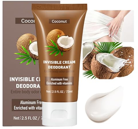 Wenrny Deodorant Cream for Women,72 Hour Odor Control,Fruit Scent Women Whole Body Deodorant,73ml Aluminum Free Invisible Cream Deodorant,All Day Odor Control,Female Full Body Deodorant (coconut)