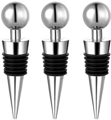 3 tappi per bottiglie di vino, riutilizzabili, tappi per bottiglie di vino, tappi per bottiglie di vino, per vino rosso, champagne e beer saver sealer (nero)