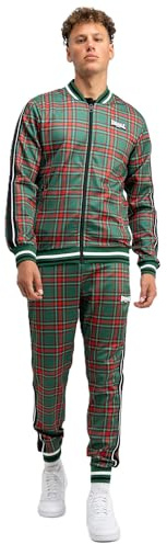 Lonsdale Edgware Tracksuit para hombre, Verde/rojo/negro/blanco, S
