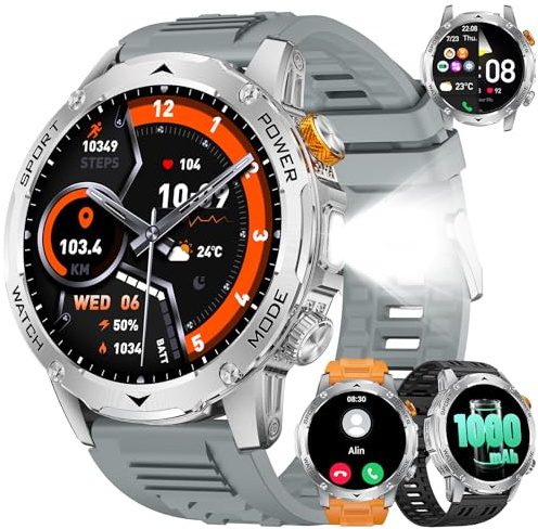 LIGE Smartwatch smart klocka för herr: 1,75 tum AMOLED med Bluetooth-samtal sömn 1 000 mAh batteri 120+ sportläge vattentät fitness tracker för Android iOS