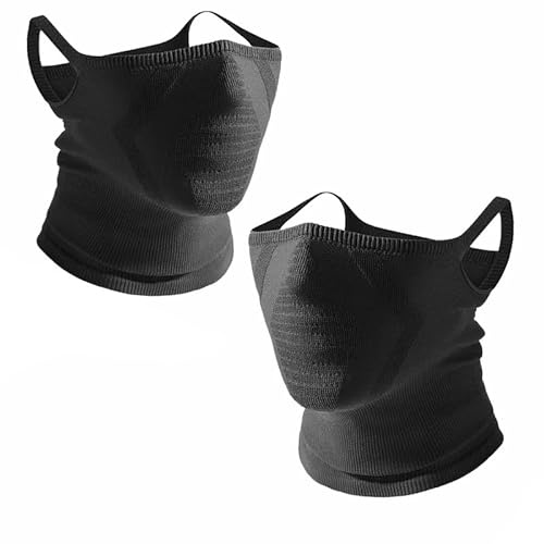 ccafgho 2 Pack Breathable Half Face Cover Neck Warmer Moisture-Wicking UV Protective Mask for Hiking Fishing Climbing(Long black + long black)