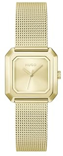 Hugo #Hazel Women’s Quartz Watch - Square Case, Mesh Bracelet, Modern Minimalist Design - Everyday Fashion Timepiece - Gift for Her 24mm