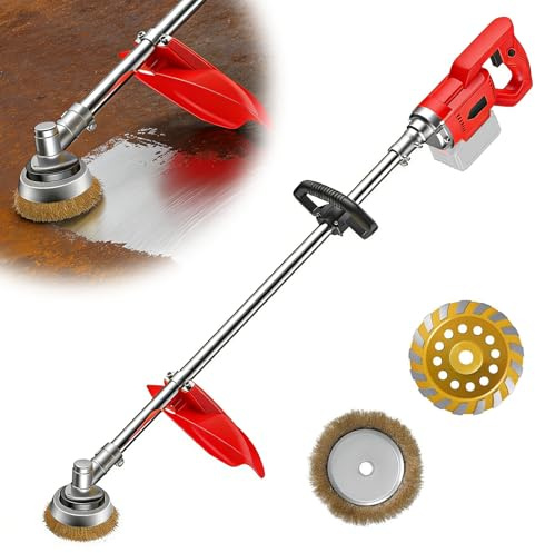 Ponceuse Béton Sans Fil, Meuleuse à Béton Électrique, Compatible avec Makita, Ponceuse Murale, Polisseuse à Poncer avec Manche 1,2 m, pour Ponçage des Murs, Polissage du Métal (Batterie Non Incluse)