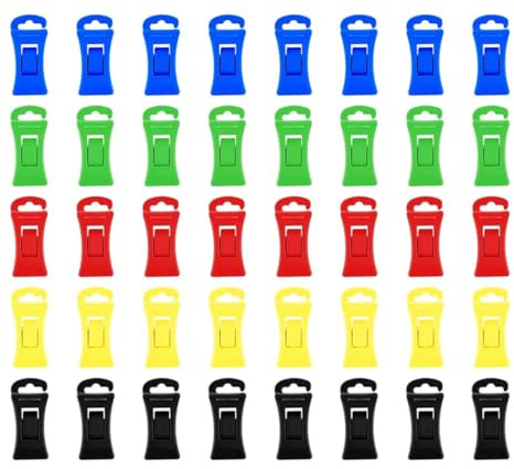 CATZUM Set di 40 mollette per calze colorate per lavatrice e asciugatrice, clip antiscivolo con gancio, organizer per calzini e mollette per bucato, mollette bucato, mollette panni (Colorato)